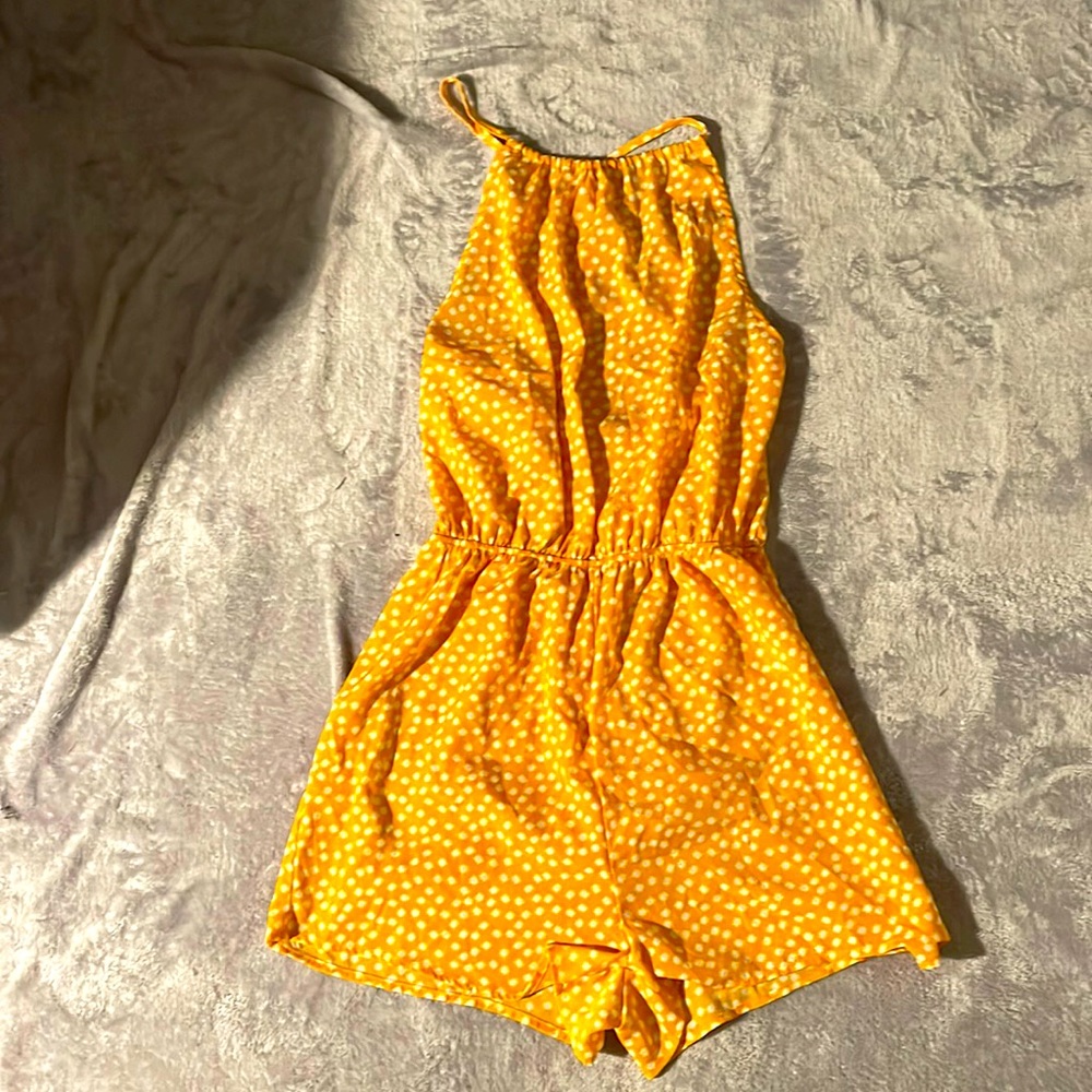 yellow flower jump suit